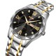 Чоловічий класичний годинник Skmei 9369TGDBK Gold-Black зі сріблястим браслетом та мінеральним склом