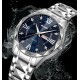 Чоловічий класичний годинник Skmei 9369SIBU Silver-Blue зі сріблястим браслетом та синім циферблатом