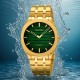 Чоловічий класичний годинник Skmei 9372GDGN Gold-Green з металевим браслетом та мінеральним склом