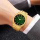 Чоловічий класичний годинник Skmei 9372GDGN Gold-Green з металевим браслетом та мінеральним склом