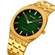 Чоловічий класичний годинник Skmei 9372GDGN Gold-Green з металевим браслетом та мінеральним склом