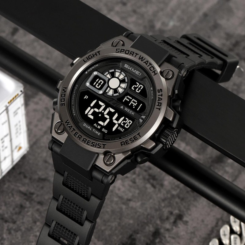 Мужские спортивные часы Skmei 2318BKBK All Black с подсветкой и таймером
