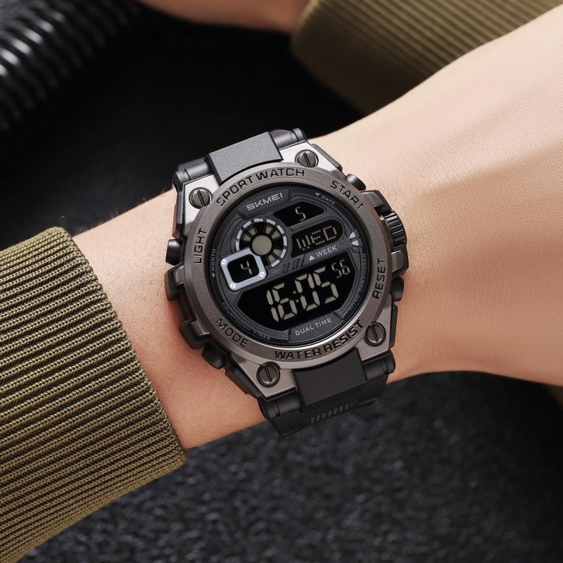 Мужские спортивные часы Skmei 2318BKBK All Black с подсветкой и таймером