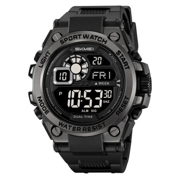 Мужские спортивные часы Skmei 2318BKBK All Black с подсветкой и таймером