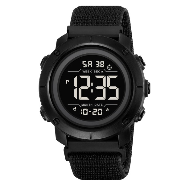 Мужские спортивные часы Skmei 2497NBKBK All Black с электронным циферблатом и нейлоновым ремешком