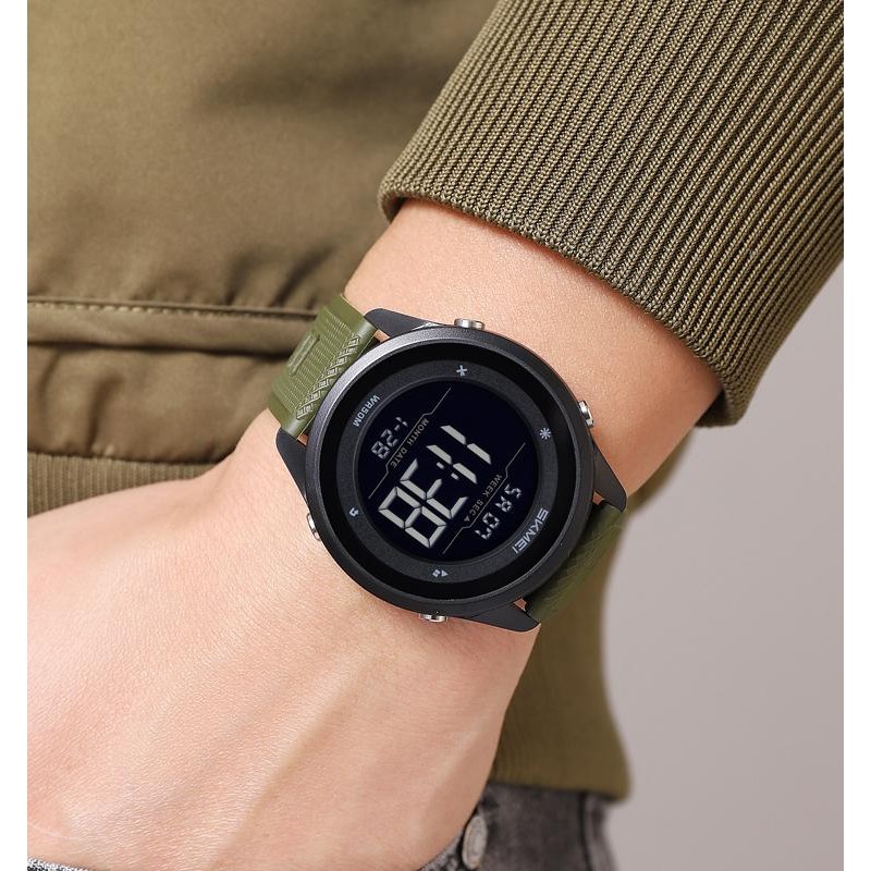 Мужские спортивные часы Skmei 2498PAGBK Army Green-Black с электронным циферблатом и водозащитой 5 ATM