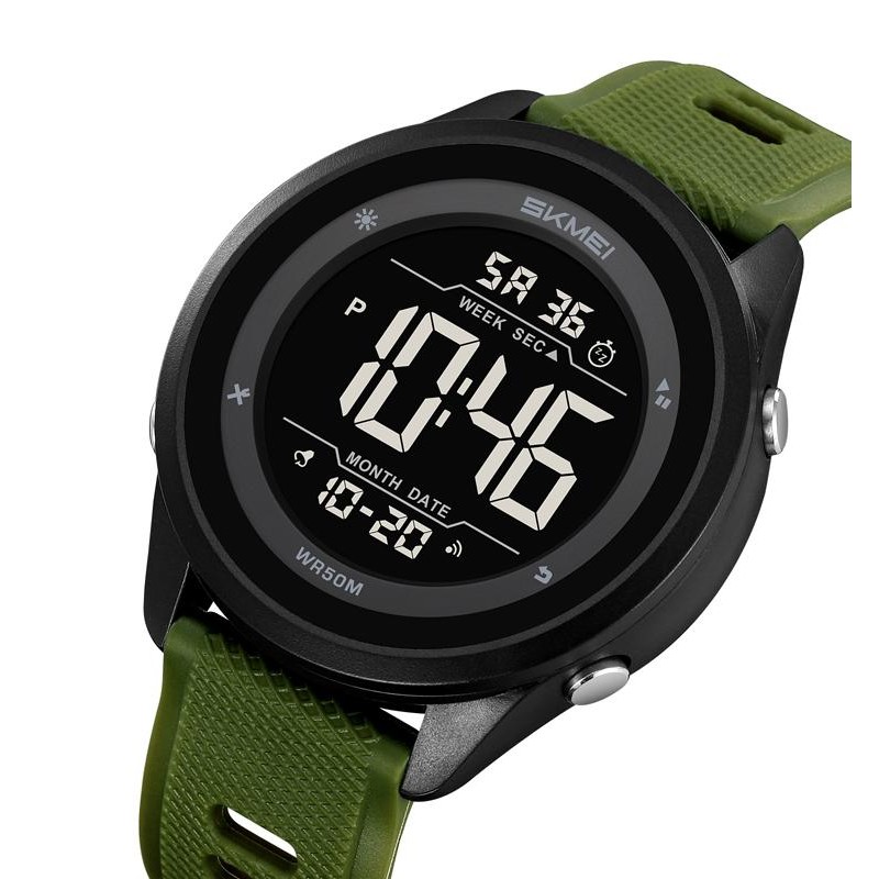 Мужские спортивные часы Skmei 2498PAGBK Army Green-Black с электронным циферблатом и водозащитой 5 ATM