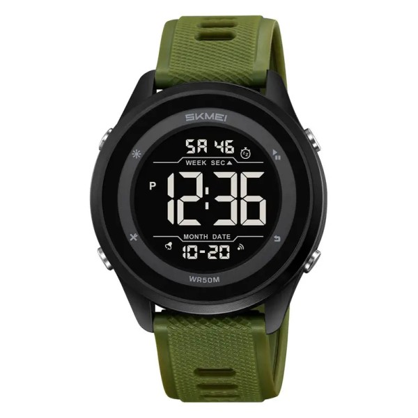 Мужские спортивные часы Skmei 2498PAGBK Army Green-Black с электронным циферблатом и водозащитой 5 ATM
