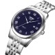 Мужские классические часы Skmei 9058SBU-B Silver-Blue с серебристым браслетом и синим циферблатом