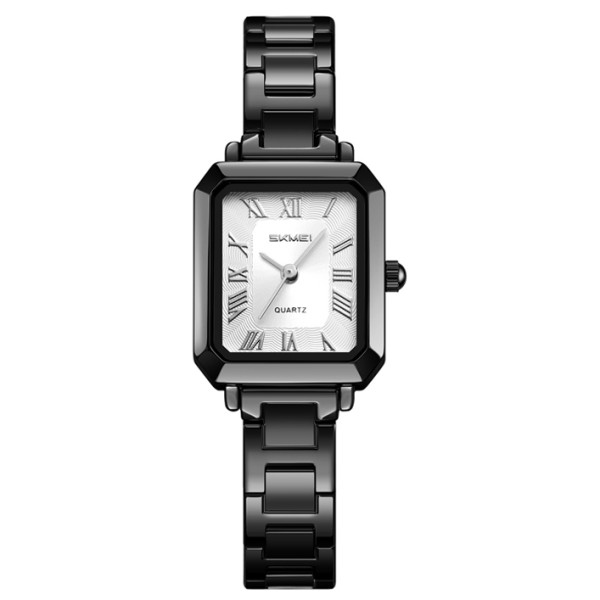 Жіночий годинник Skmei 2582BKSI Black-Silver класичний прямокутний з металевим браслетом