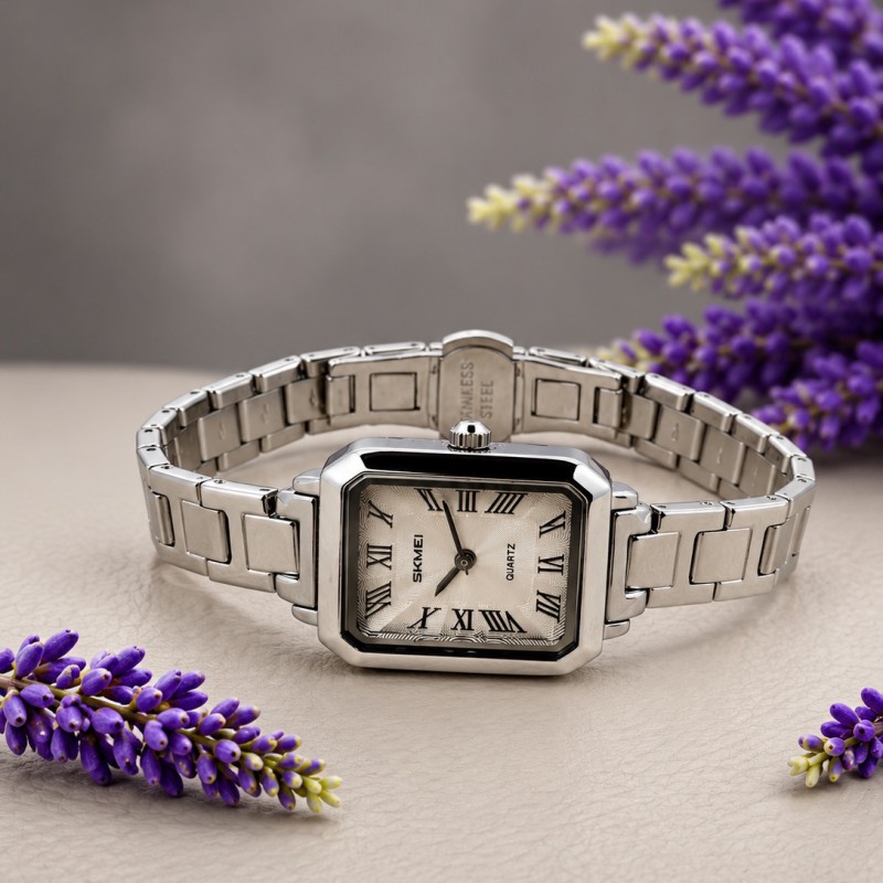 Женские часы Skmei 2582SISI All Silver серебристые с минеральным стеклом и металлическим браслетом