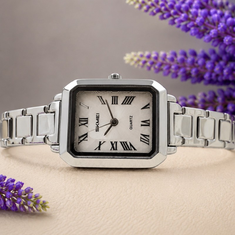 Женские часы Skmei 2582SISI All Silver серебристые с минеральным стеклом и металлическим браслетом