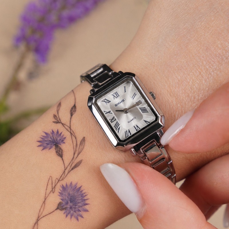 Женские часы Skmei 2582SISI All Silver серебристые с минеральным стеклом и металлическим браслетом