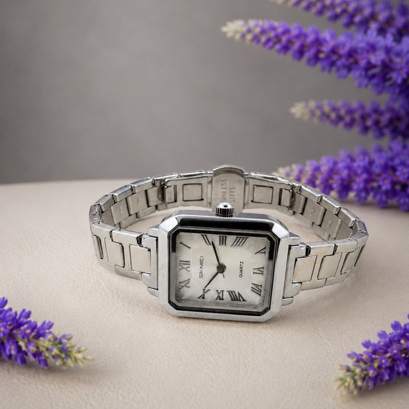 Женские часы Skmei 2582SISI All Silver серебристые с минеральным стеклом и металлическим браслетом