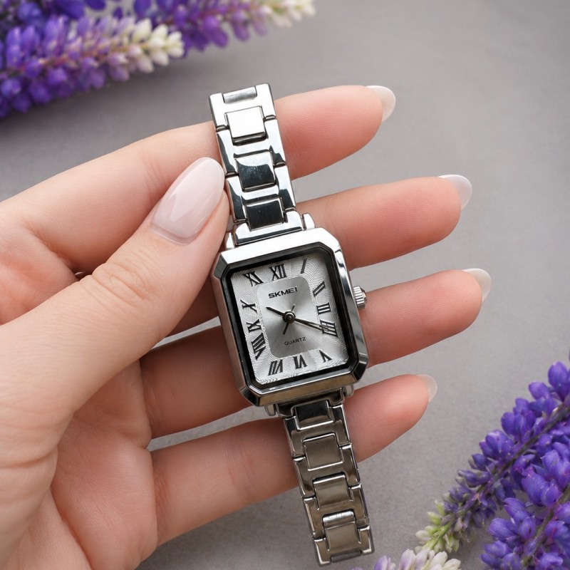 Женские часы Skmei 2582SISI All Silver серебристые с минеральным стеклом и металлическим браслетом