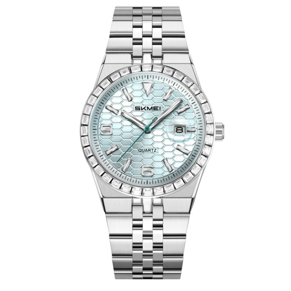 Чоловічий годинник Skmei 2655SIBU Silver-Blue з металевим браслетом та синім циферблатом
