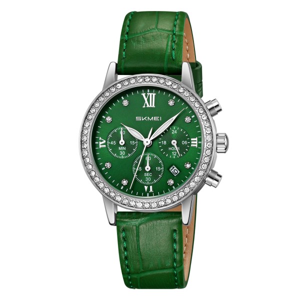 Жіночий класичний годинник Skmei 9384GN Green з календарем та секундоміром