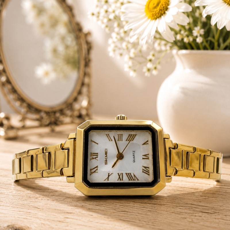 Жіночий годинник Skmei 2582GDSI Gold-Silver у класичному стилі з золотистим браслетом