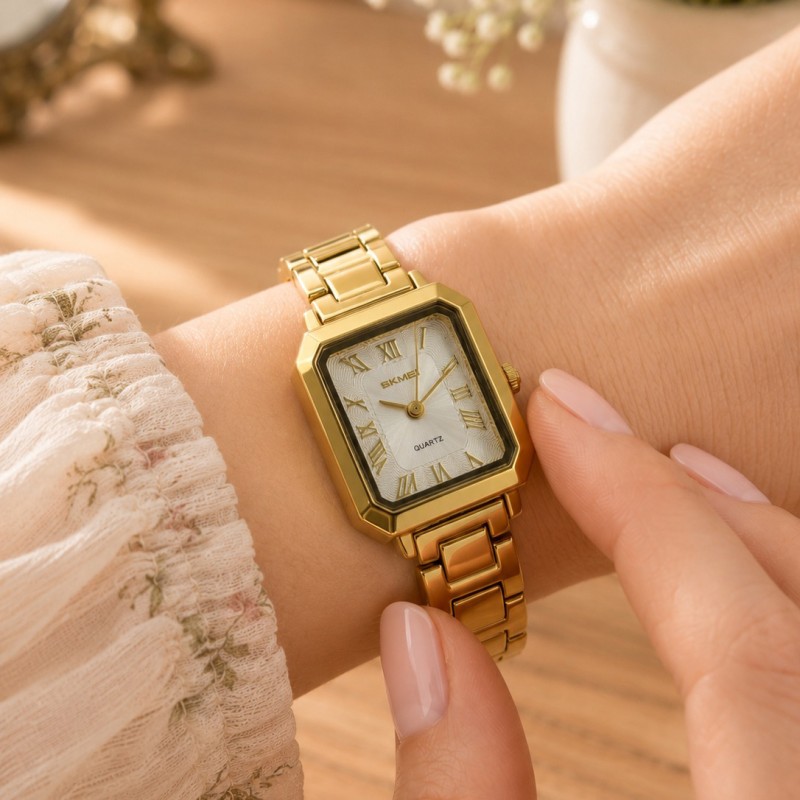 Жіночий годинник Skmei 2582GDSI Gold-Silver у класичному стилі з золотистим браслетом