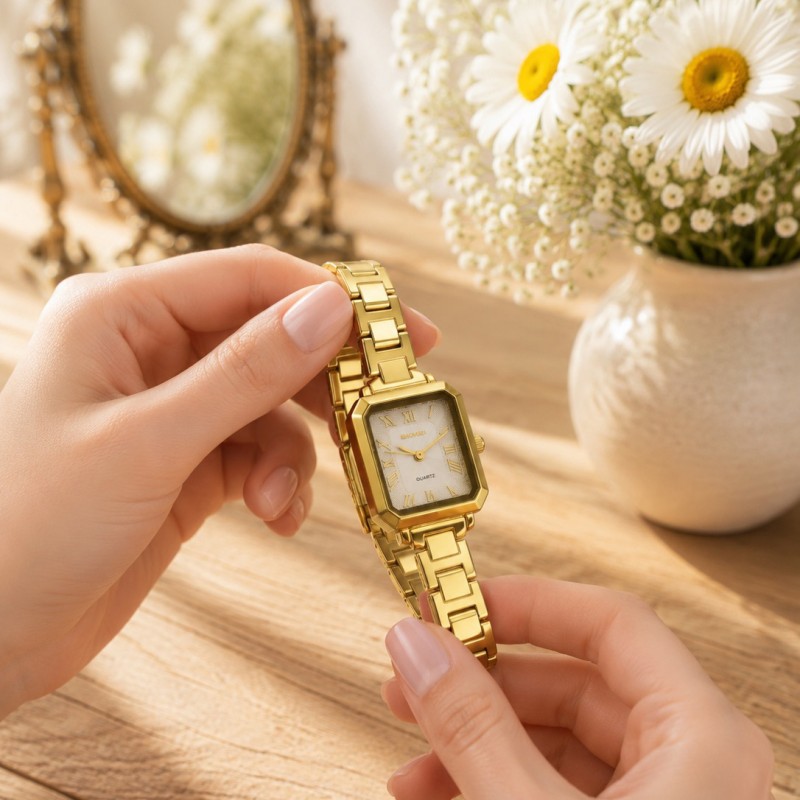 Жіночий годинник Skmei 2582GDSI Gold-Silver у класичному стилі з золотистим браслетом