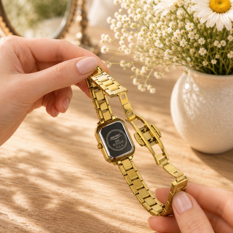 Жіночий годинник Skmei 2582GDSI Gold-Silver у класичному стилі з золотистим браслетом