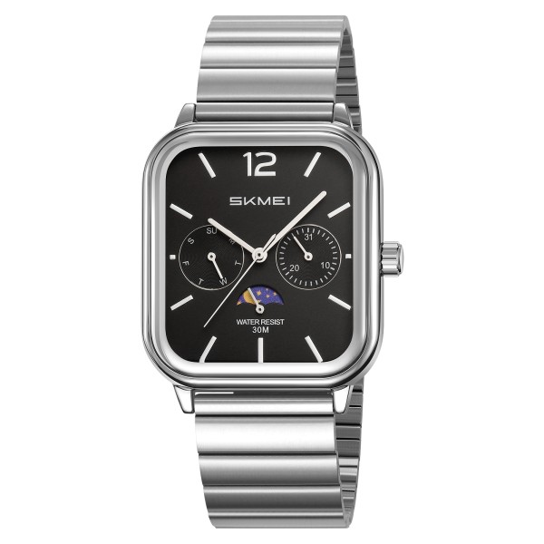 Чоловічий годинник Skmei 2509SIBK Silver-Black зі сталевим браслетом та хронографом