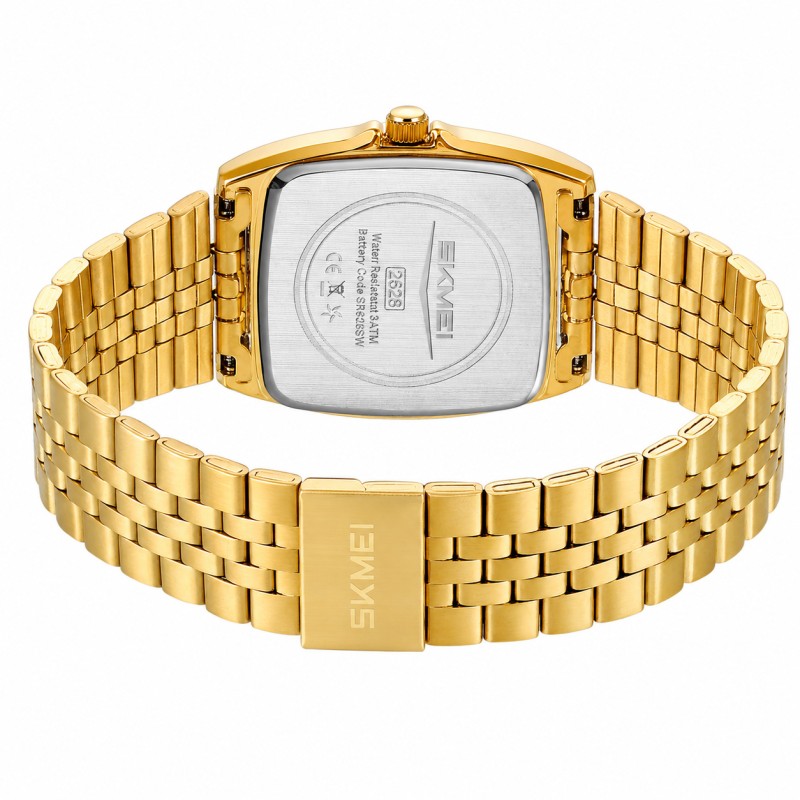 Женские часы Skmei 2628GDWT Gold-White в классическом стиле с золотистым браслетом