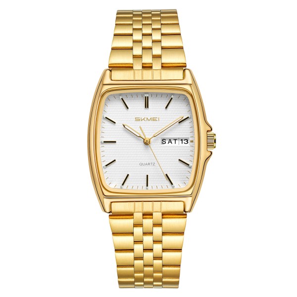 Женские часы Skmei 2628GDWT Gold-White в классическом стиле с золотистым браслетом