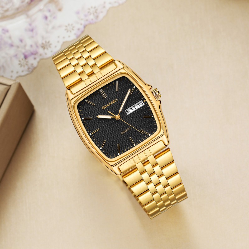 Женские часы Skmei 2628GDBK Gold-Black в классическом стиле с металлическим браслетом