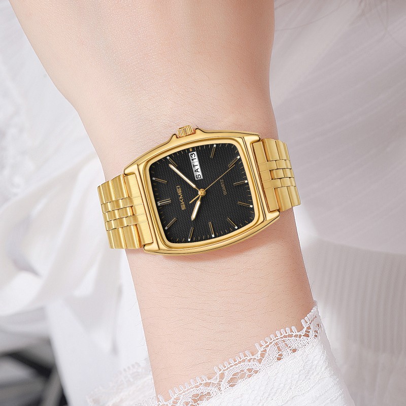 Женские часы Skmei 2628GDBK Gold-Black в классическом стиле с металлическим браслетом