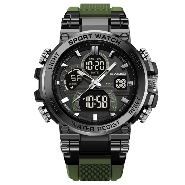 Мужские спортивные часы Skmei 2500AG Army Green с комбинированным циферблатом и водозащитой 5 ATM