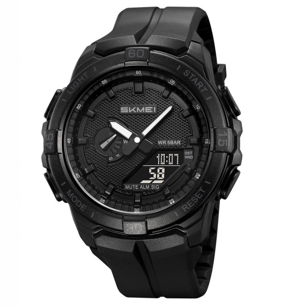Мужские спортивные часы Skmei 2583BKBK Black-Black с комбинированным циферблатом и водозащитой 5 ATM