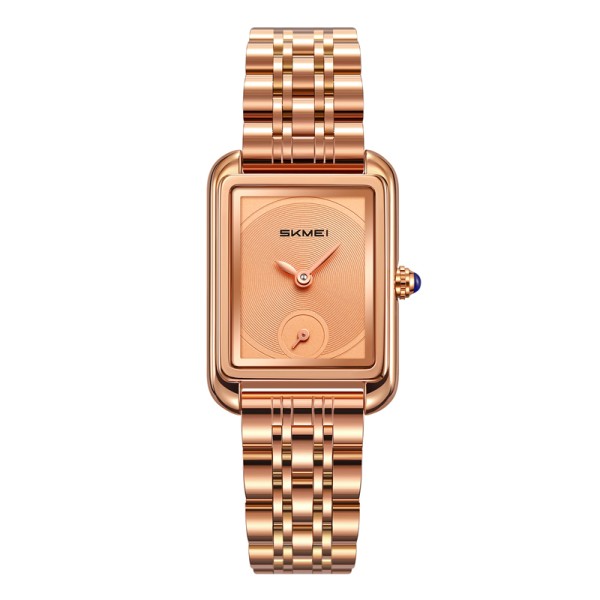 Женские наручные часы Skmei 2670RG Rose Gold-Rose Gold с прямоугольным корпусом и металлическим браслетом