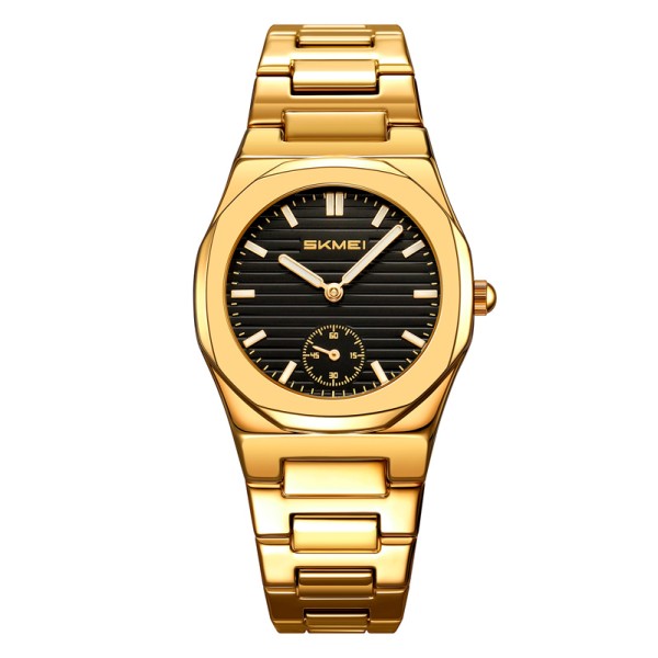 Жіночий класичний годинник Skmei 2681GDBK Gold-Black з металевим браслетом та мінеральним склом