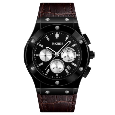 Skmei 9157BN Brown leather