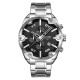 Чоловічий годинник Skmei 9387SIBK Silver-Black зі сріблястим браслетом та хронографом