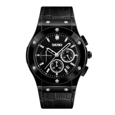 Skmei 9157BK Black leather