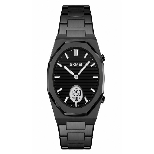 Чоловічий годинник Skmei 2703BKWT Black-White зі стрілково-електронним циферблатом та металевим браслетом