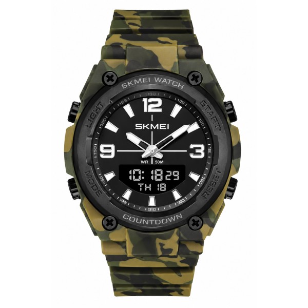 Чоловічий спортивний годинник Skmei 2796CMGN Camo Green з комбінованим циферблатом та водозахистом 5 ATM