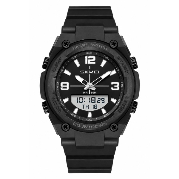 Чоловічий спортивний годинник Skmei 2796BKWT Black-White з комбінованим циферблатом та водозахистом 5 ATM