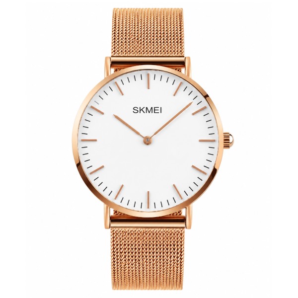 Жіночий годинник Skmei Q028RG Rose Gold з мінеральним склом та металевим браслетом