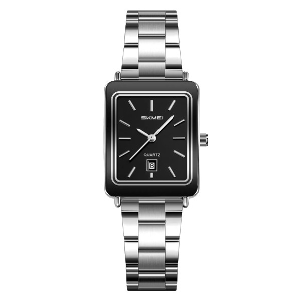 Мужские часы Skmei 2566SIBK Silver-Black с минеральным стеклом и стальным браслетом