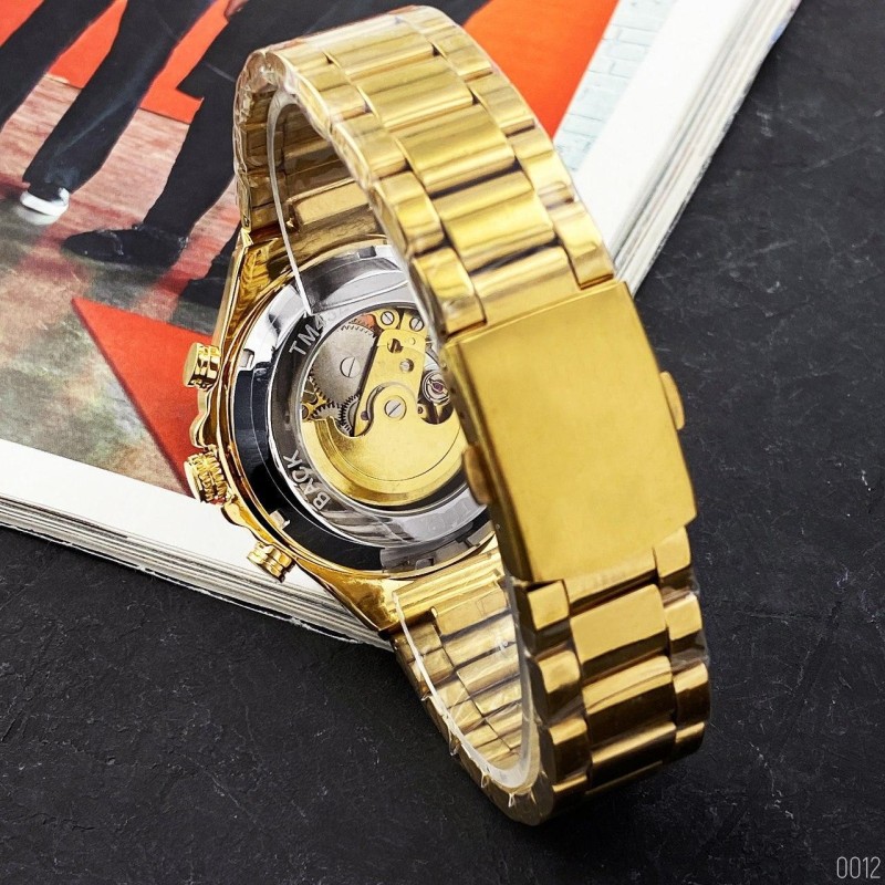 Мужские механические часы Winner 8067 Gold-Black-White Red Cristal с автоподзаводом