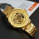 Мужские механические часы Winner 8173 Gold с автоподзаводом и стальным браслетом