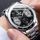 Мужские механические часы Winner 8267 Silver-Black с автоподзаводом и стальным браслетом