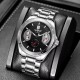 Мужские механические часы Winner 8267 Silver-Black с автоподзаводом и стальным браслетом