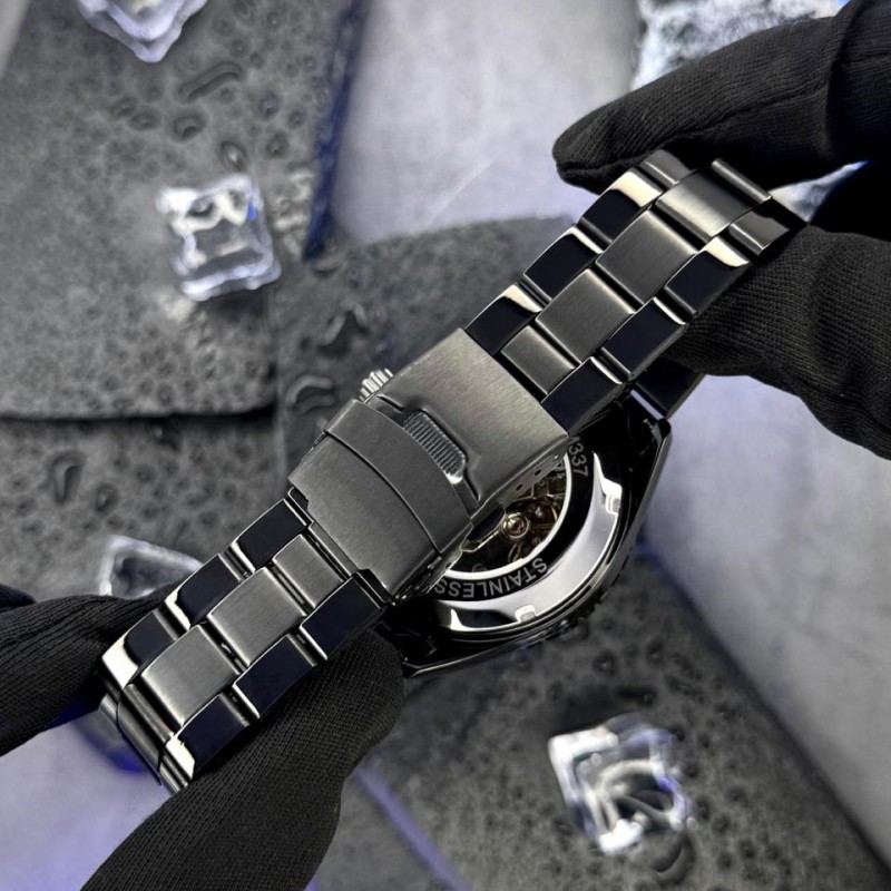 Мужские механические часы Winner 8265 Black с автоподзаводом и стальным браслетом