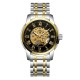 Мужские механические часы Winner 8250 Silver-Black с серебристым браслетом и автоподзаводом