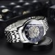 Мужские механические часы Winner 8250 Silver-Blue со стальным браслетом и синим циферблатом
