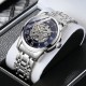 Мужские механические часы Winner 8250 Silver-Blue со стальным браслетом и синим циферблатом